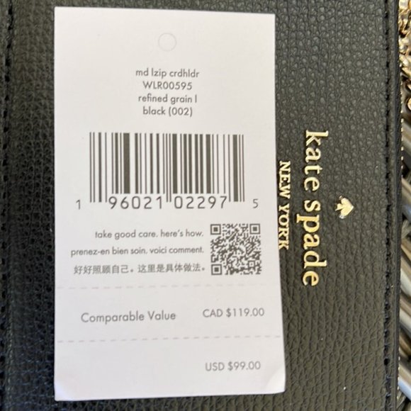 Kate Spade Darcy Medium L-Zip Card Holder Black - Picture 5 of 16